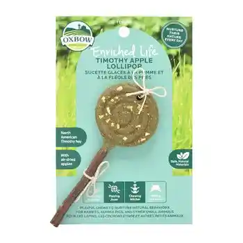 Oxbow Small Animal Treats, Toys & Supplements Toy - Timothy Lollipop (Apple)