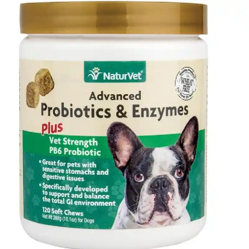 NaturVet Digestion Support Chews Dog - Advanced Probiotics & Enzymes Soft Chews - 120-ct