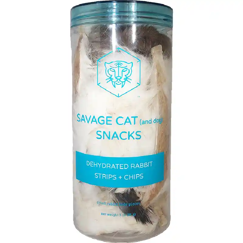 Savage Cat (& Dog) Raw Chews & Treats Dehydrated Rbt Strips - 3-oz