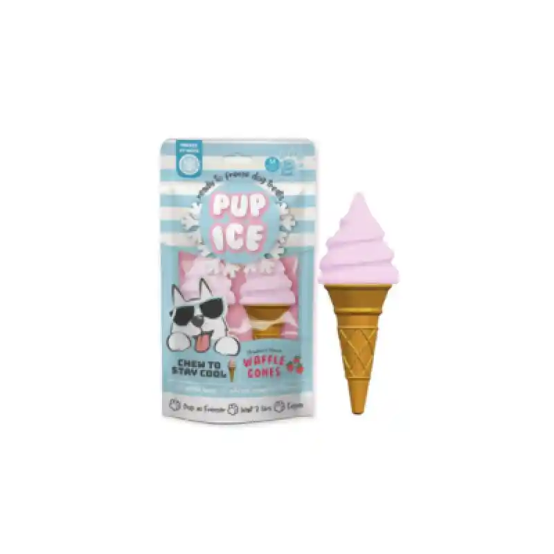 Pup Ice Waffle Cone Strawberry 2 Pk
