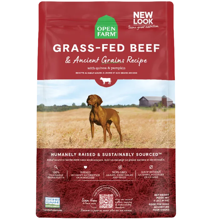 Open Farm Dog Grass Fed Beef & Ancient Grains Kibble 22-lb