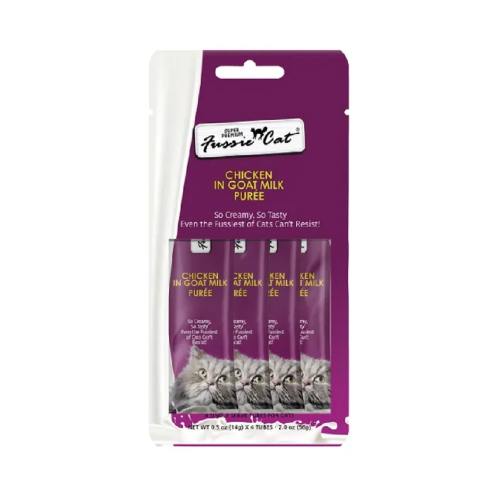Fussie Cat Treat Puree Chicken/GM 4-pk