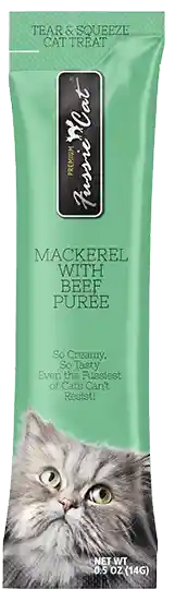 Fussie Cat Puree Treats Mackarel/ Beef 4ct