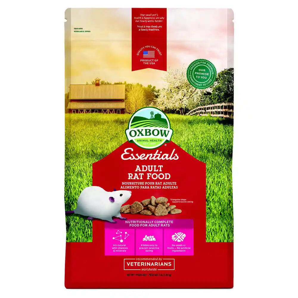 Oxbow Small Animal Fortified Food & Hay Essentials Adult Rat - 3-lb