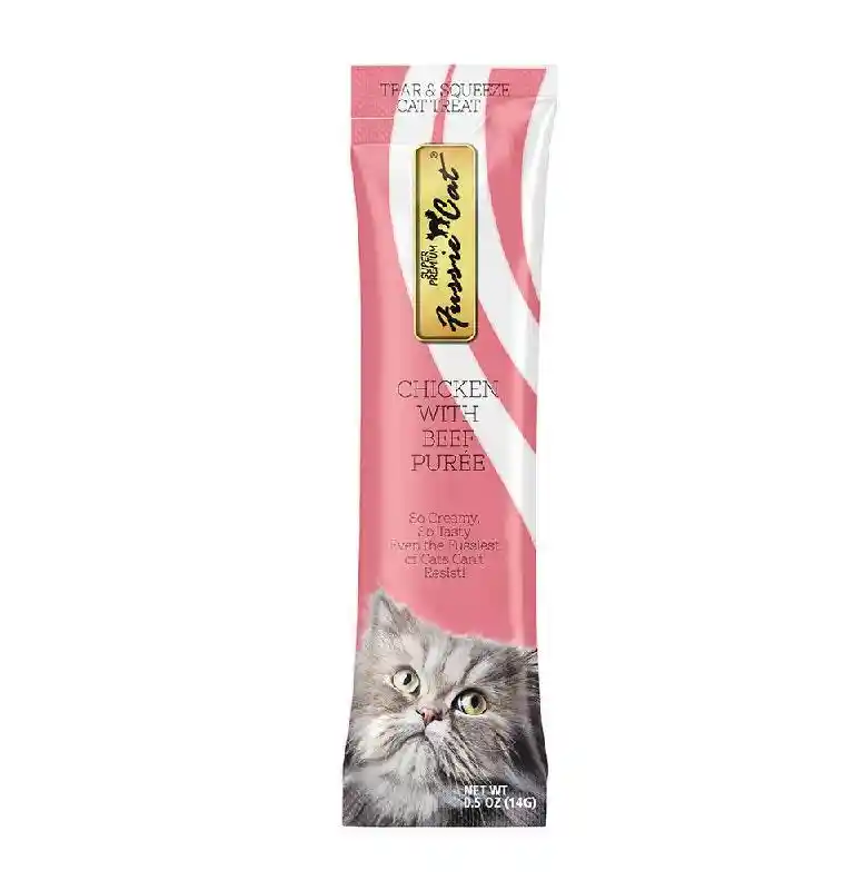 Fussie Cat Puree Treats - Chicken & Beef 4ct