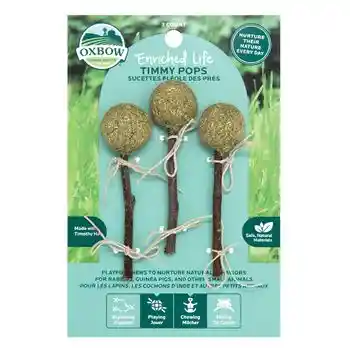 Oxbow Small Animal Treats, Toys & Supplements Toy - Timothy Lollipop (Apple)