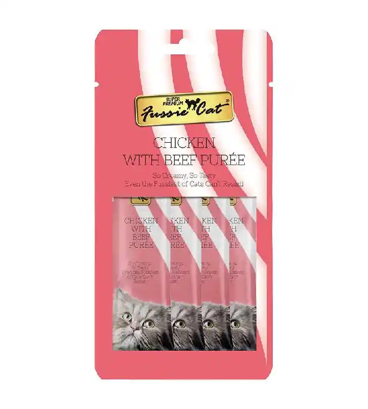 Fussie Cat Puree Treats - Chicken & Beef 4ct