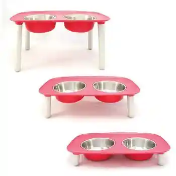 Messy Mutts Elevated Food Bowl Elevated Feeder - Red