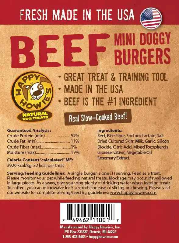Happy Howie's Bulk Dog Treats Bf Burger - 4"