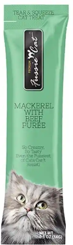 Fussie Cat Puree Treats Mackarel/ Beef 4ct