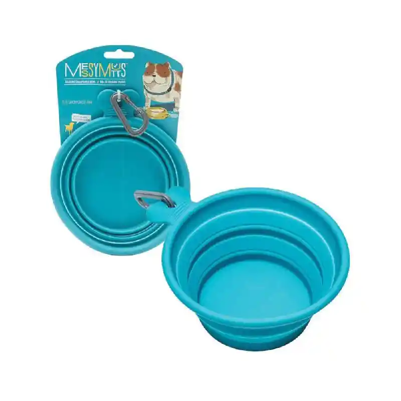 Messy Mutts Collapsible Travel Water Bowl Small - Blue