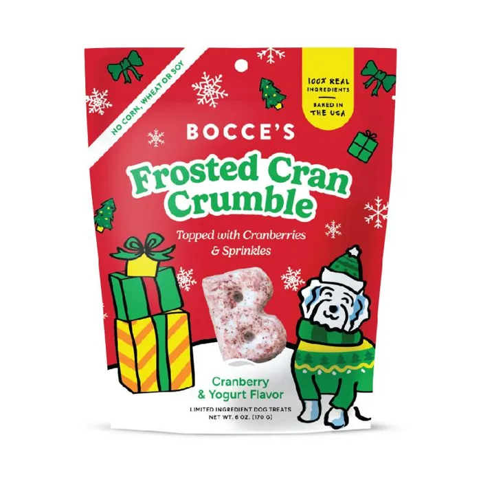 Bocce's Holiday Soft & Chewy Frosted Cran Crumble 6oz Bag